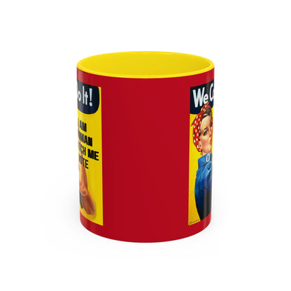 I Am Woman Watch Me Vote Rosie Red Accent Mug by cypherpunkgear.com