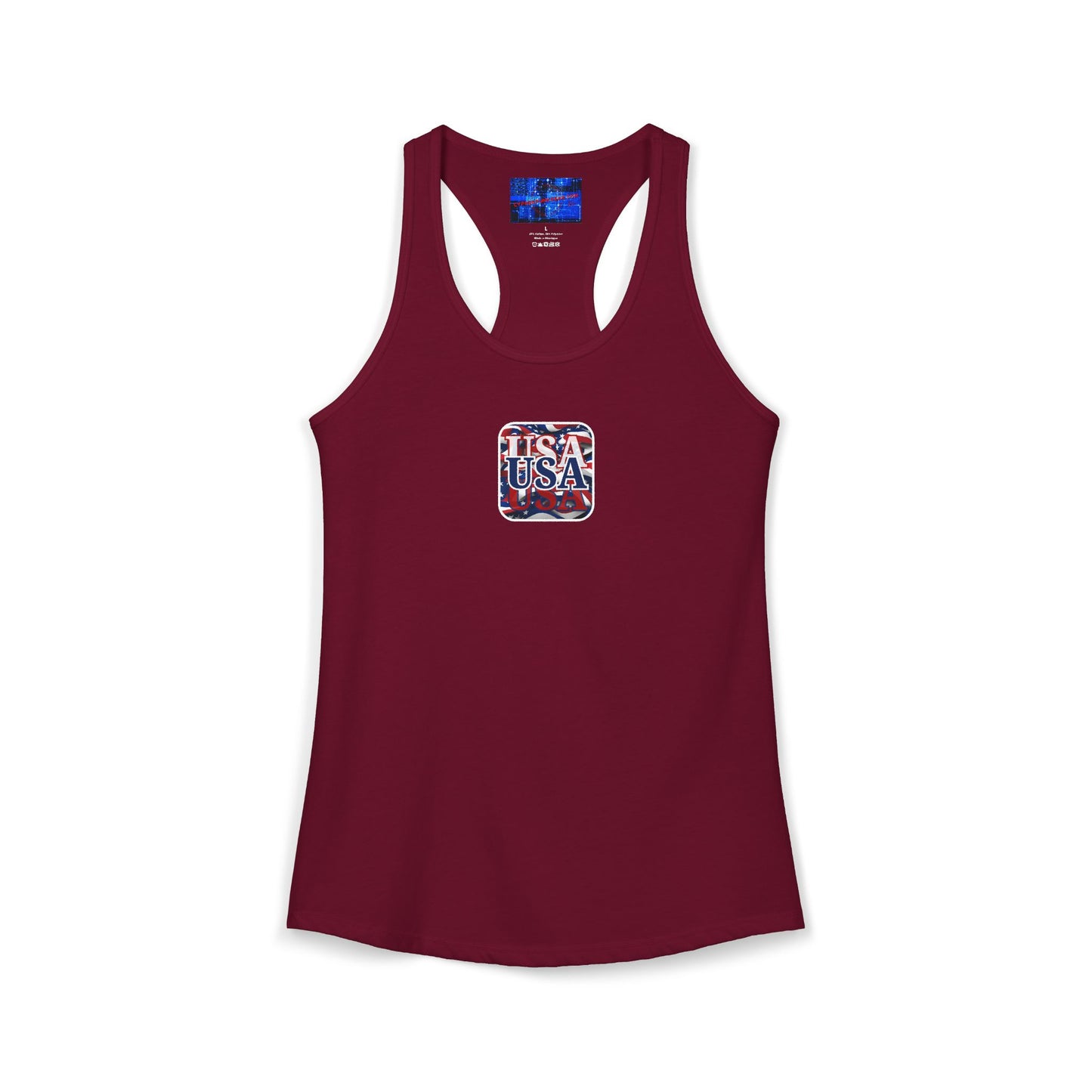 2-sided Red White and BLUE USA Patriot Women's Racerback Tank Top by cypherpunkgear.com