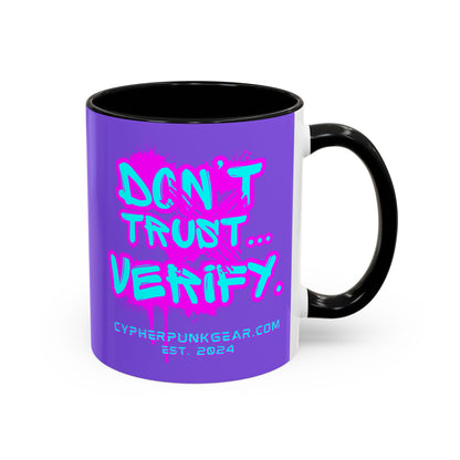 Don't Trust...Verify. Light Purple Accent Mug by cypherpunkgear.com