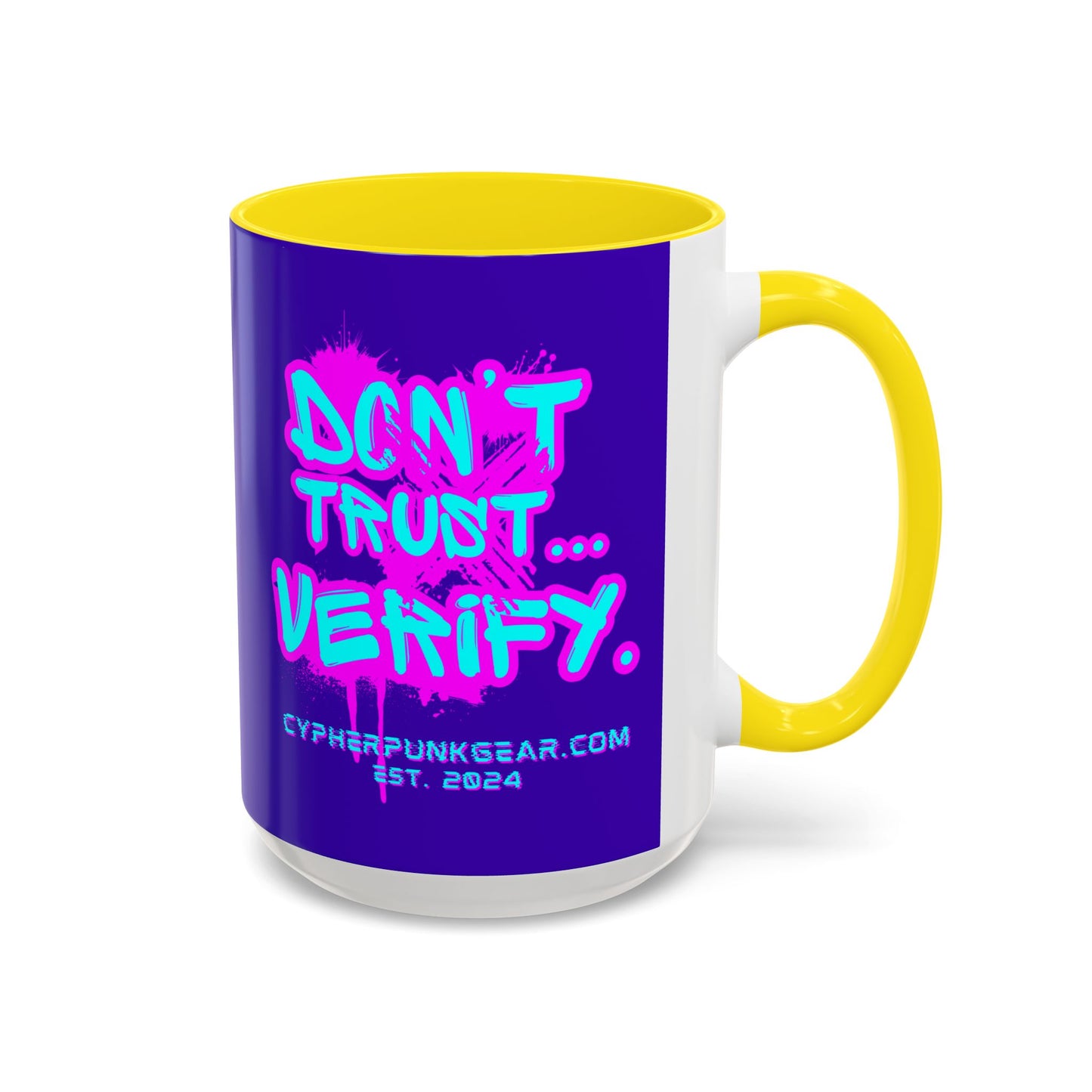 Don't Trust...Verify. Dark Purple Accent Mug by cypherpunkgear.com