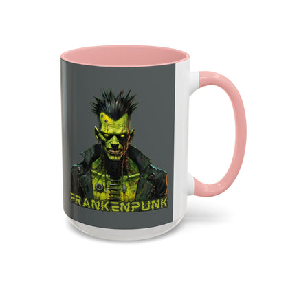 Frankenpunk Grey Accent Mug by CreepyCrafts.boo