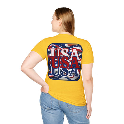 2-sided RED White and Blue USA Patriot LTcolors Unisex T-Shirt by cypherpunkgear