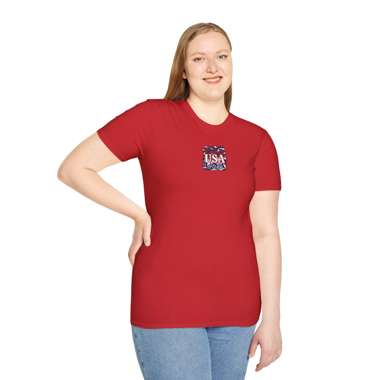 2-sided Red WHITE and Blue USA Patriot Light colors Unisex T-Shirt by cypherpunkgear.com