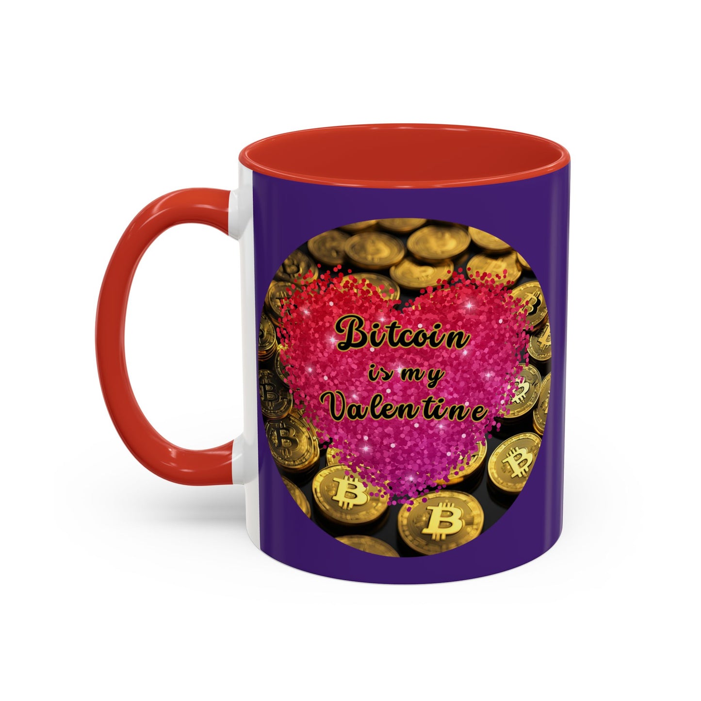 Bitcoin is My Valentine Purple Accent Mug by cypherpunkgear.com