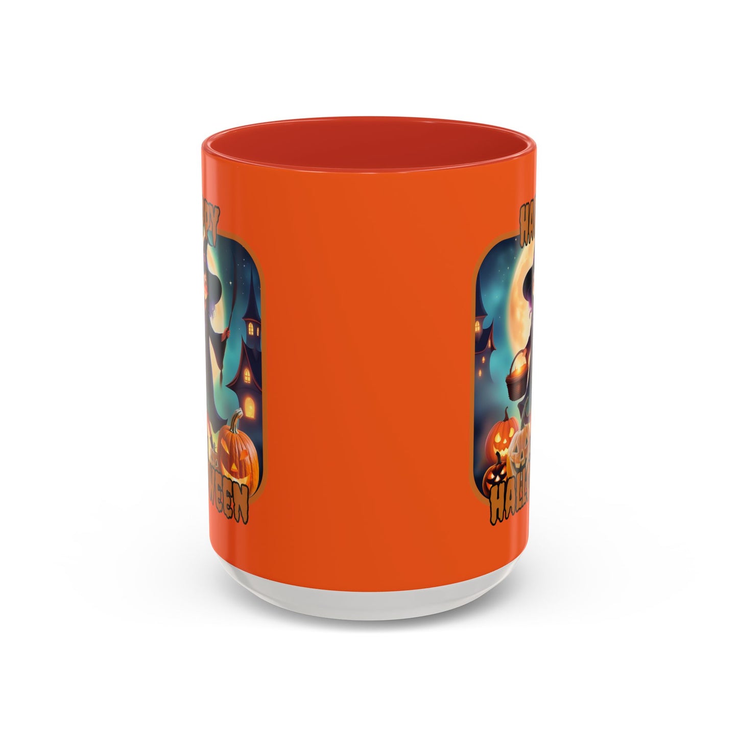 Happy Halloween Little Witch Orange font Orange Accent Mug by CreepyCrafts.boo