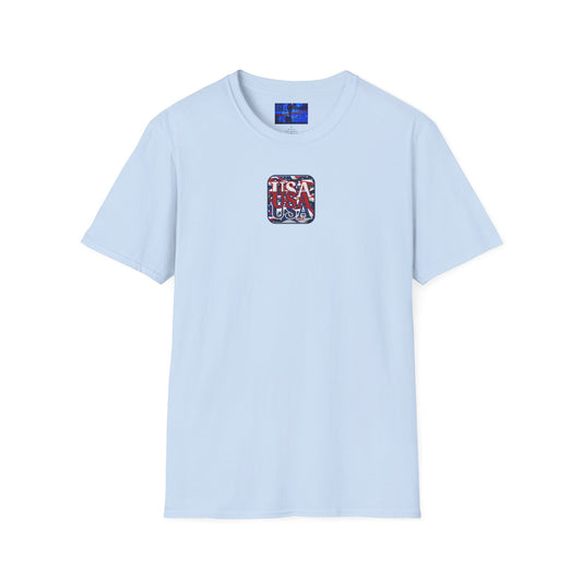 2-sided RED White and Blue USA Patriot Light colors Unisex T-Shirt by cypherpunkgear.com