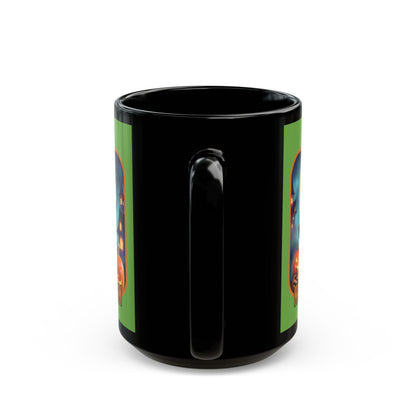 Happy Halloween Little Witch Orange font Green Mug by CreepyCrafts.boo