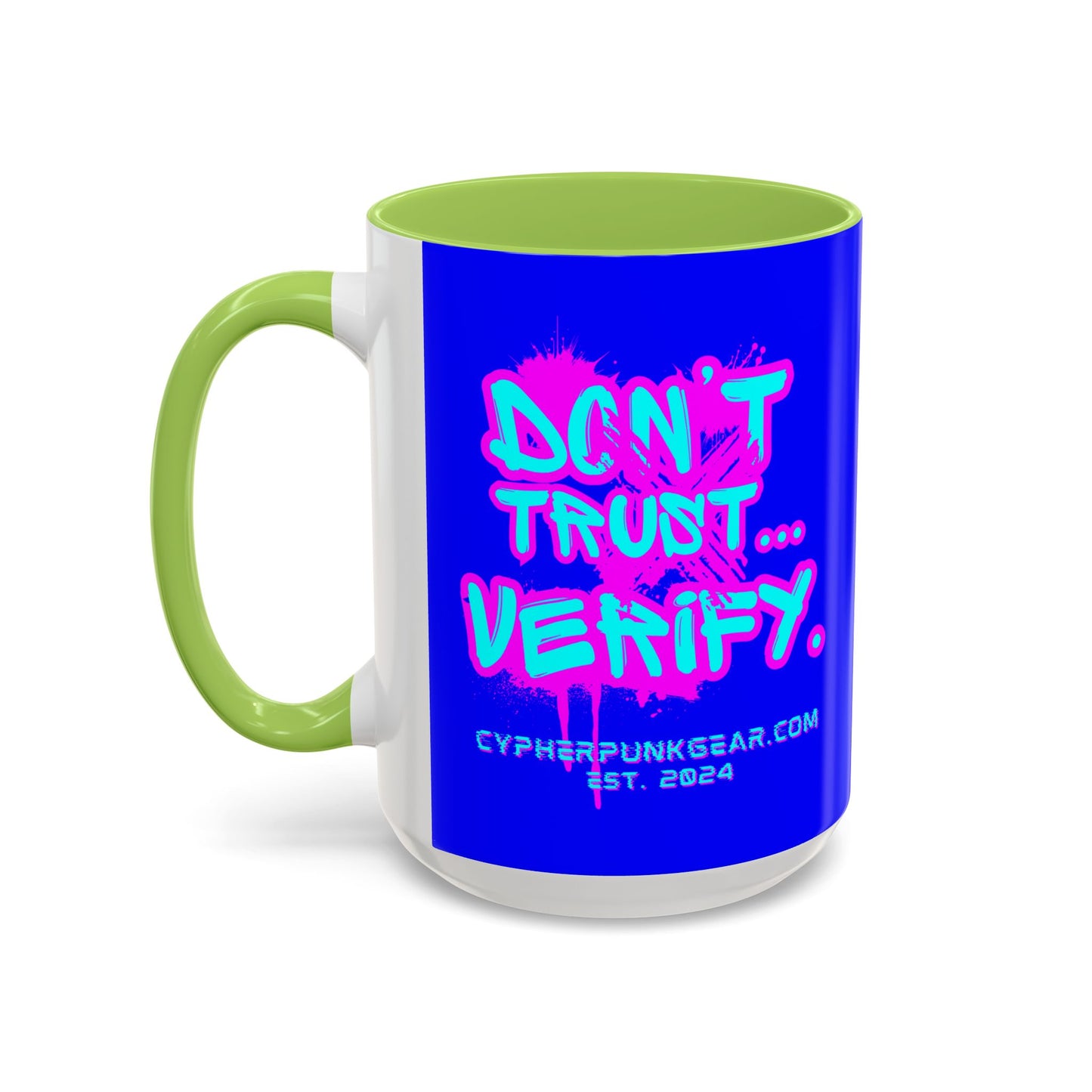 Don't Trust...Verify. Dark Blue Accent Mug by cypherpunkgear.com
