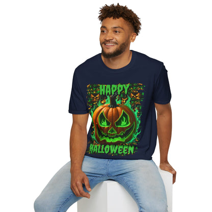 Happy Halloween Green Jack Unisex T-Shirt by cypherpunkgear