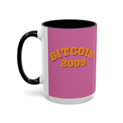 Bitcoin 2009 Pink Accent Mug by cypherpunkgear.com