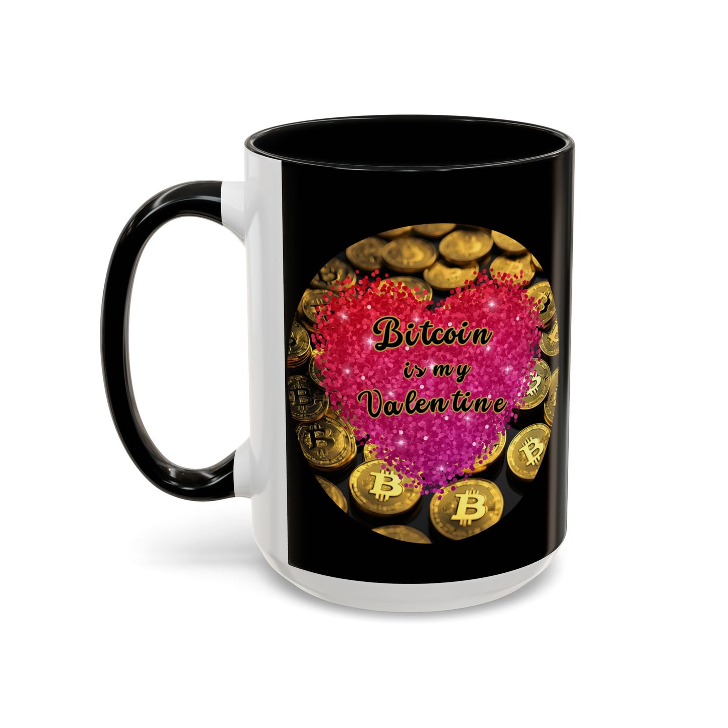 Bitcoin is My Valentine Black Accent Mug by cypherpunkgear.com