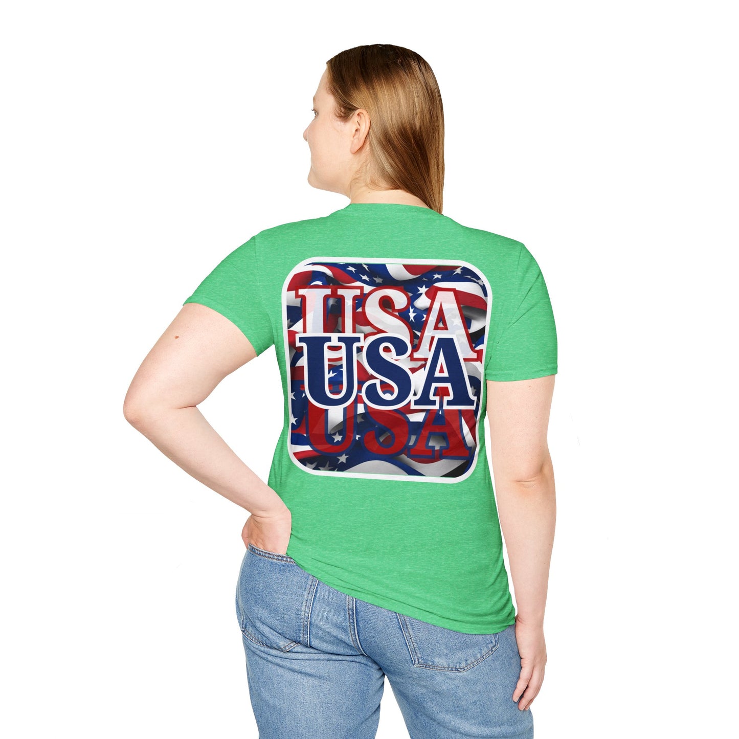 2-sided Red White and BLUE USA Patriot DKcolors Unisex T-Shirt by cypherpunkgear