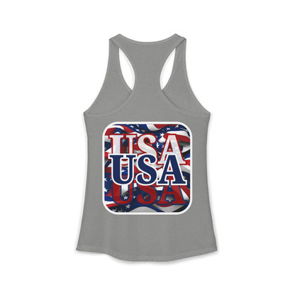 2-sided Red White and BLUE USA Patriot Women's Racerback Tank Top by cypherpunkgear.com