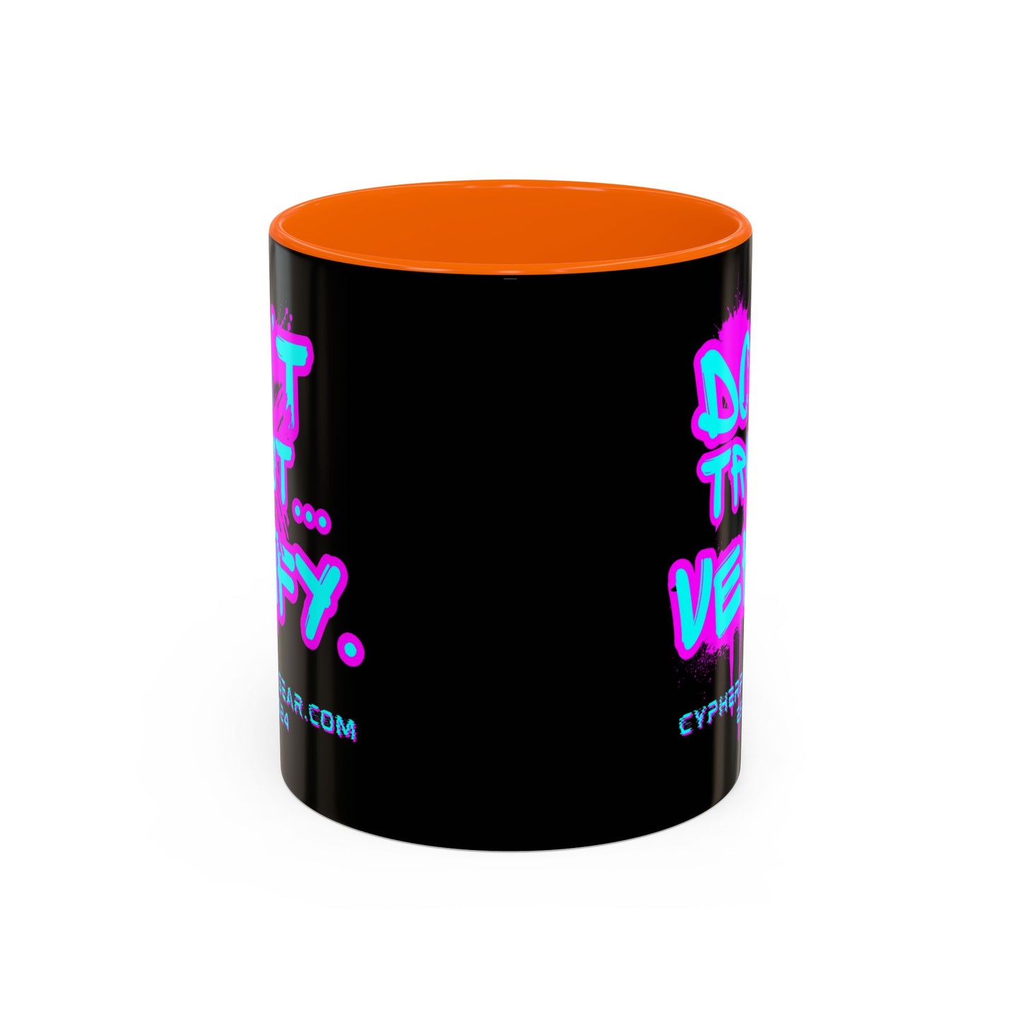 Don't Trust...Verify. Black Accent Mug by cypherpunkgear.com