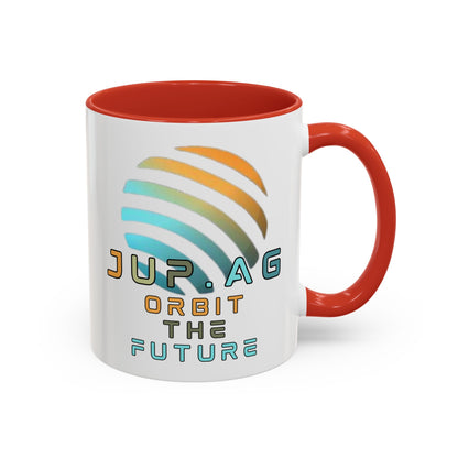 Jupiter (JUP) Orbit the Future White Accent Mug by cypherpunkgear.com