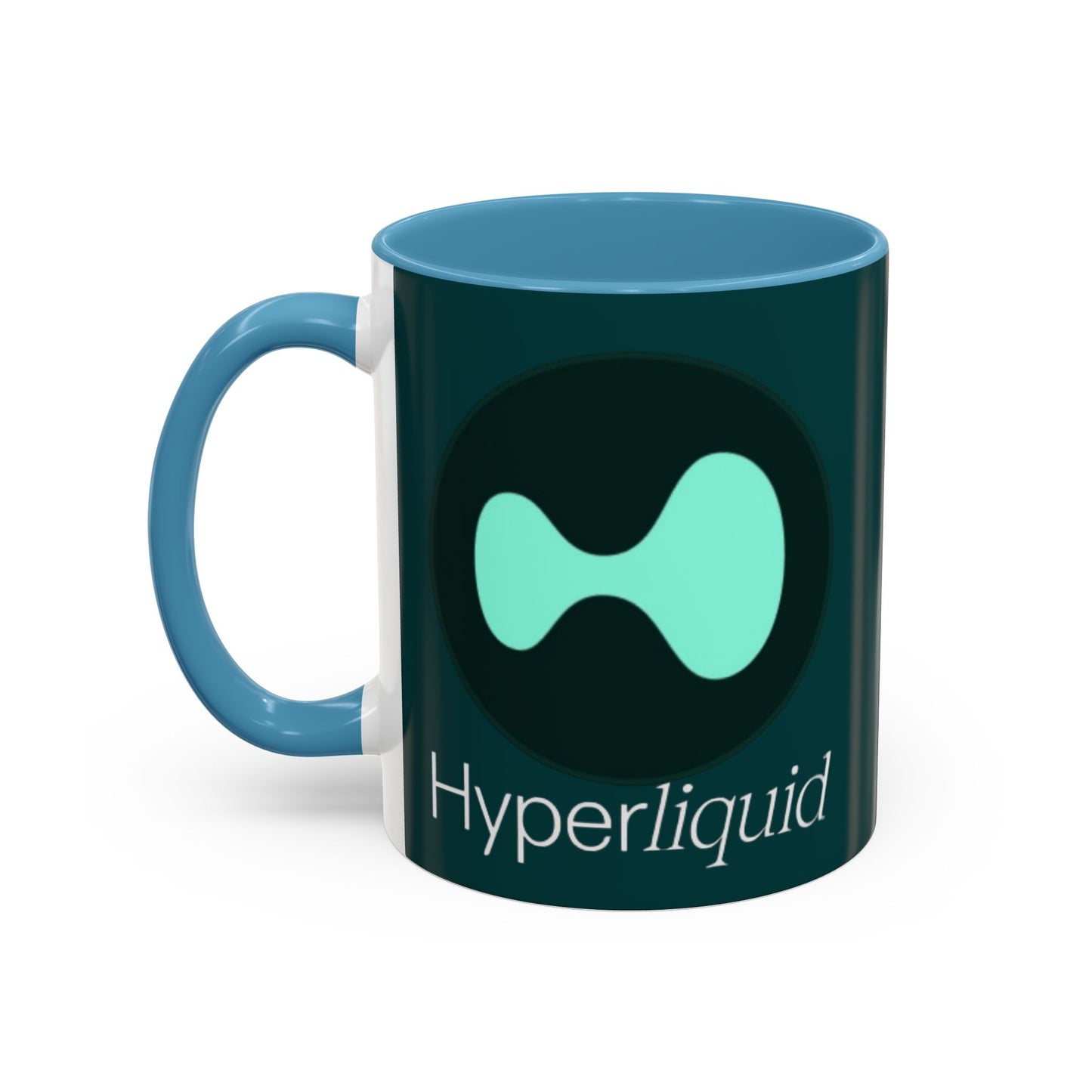 Hyperliquid White font Dark Hyperliquid Accent Mug by cypherpunkgear.com