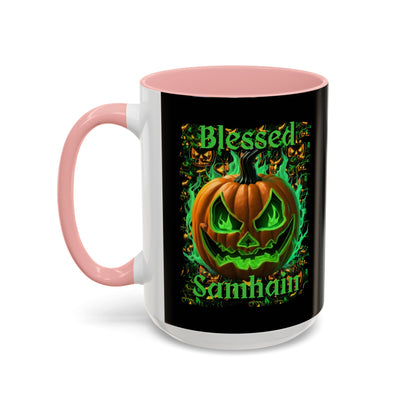 Blessed Samhain Green Jack Black Accent Mug by CreepyCrafts.boo