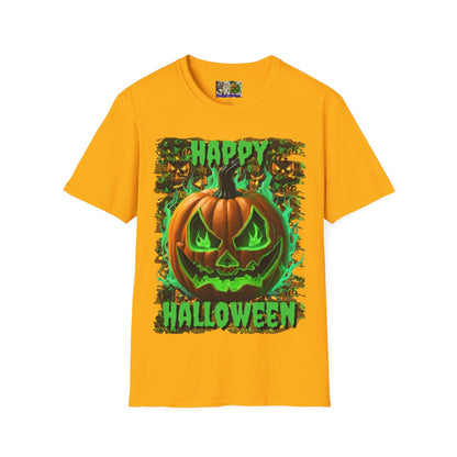 Happy Halloween Green Jack Light colors Unisex T-Shirt by CreepyCrafts.boo