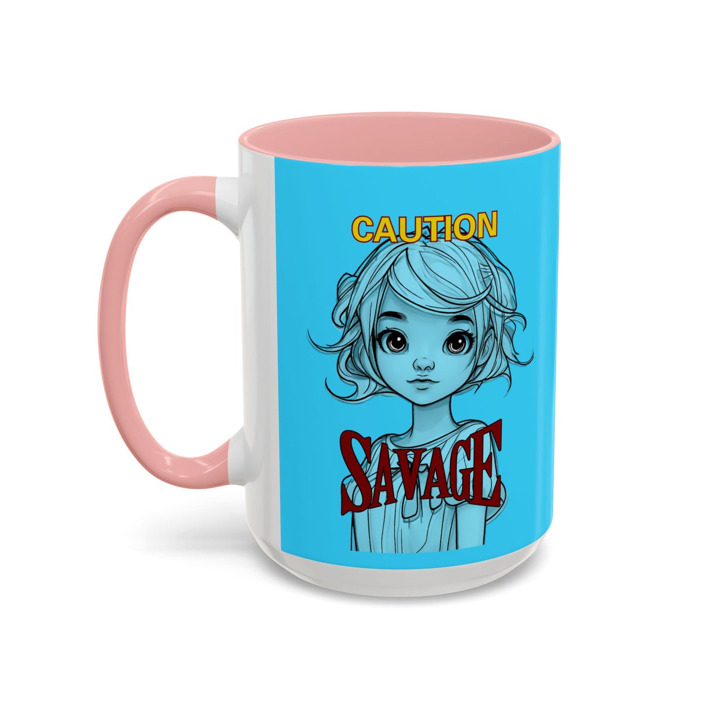 Caution, Savage Light Blue Accent Mug by cypherpunkgear.com