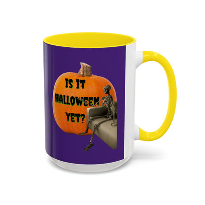 Is it Halloween yet? Skeleton's Giant Pumpkin Purple Accent Mug by CreepyCrafts.boo