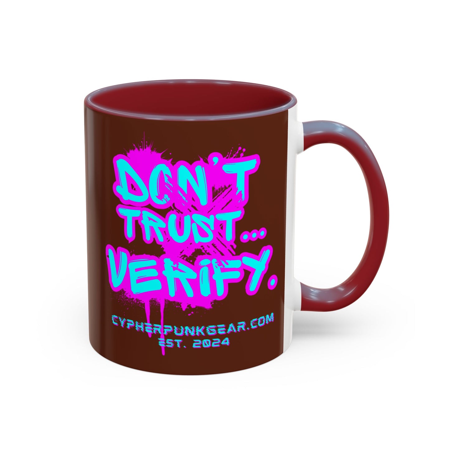 Don't Trust...Verify. Brown Accent Mug by cypherpunkgear.com