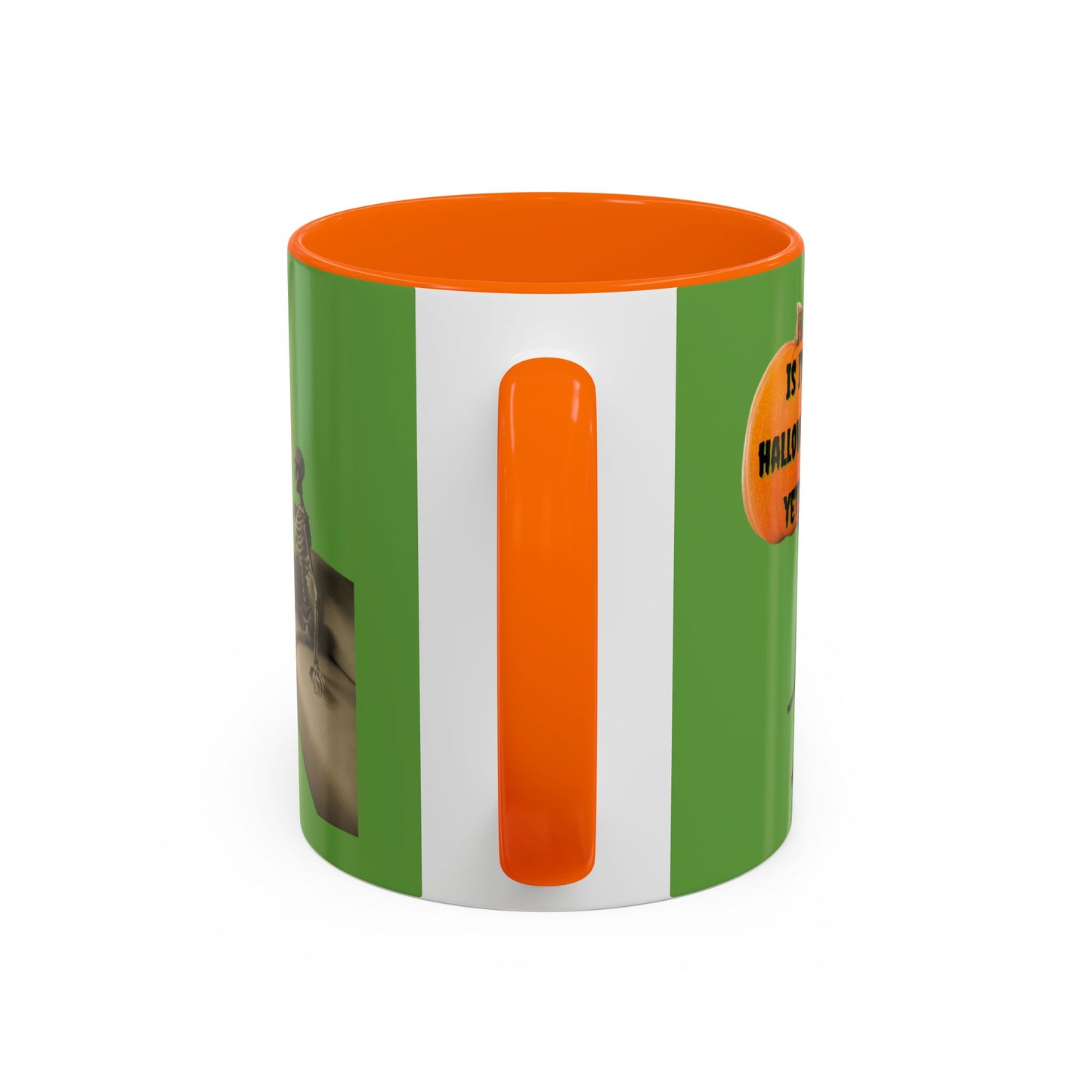 Is it Halloween yet? Skeleton's Pumpkin Accent Mug by CreepyCrafts.boo