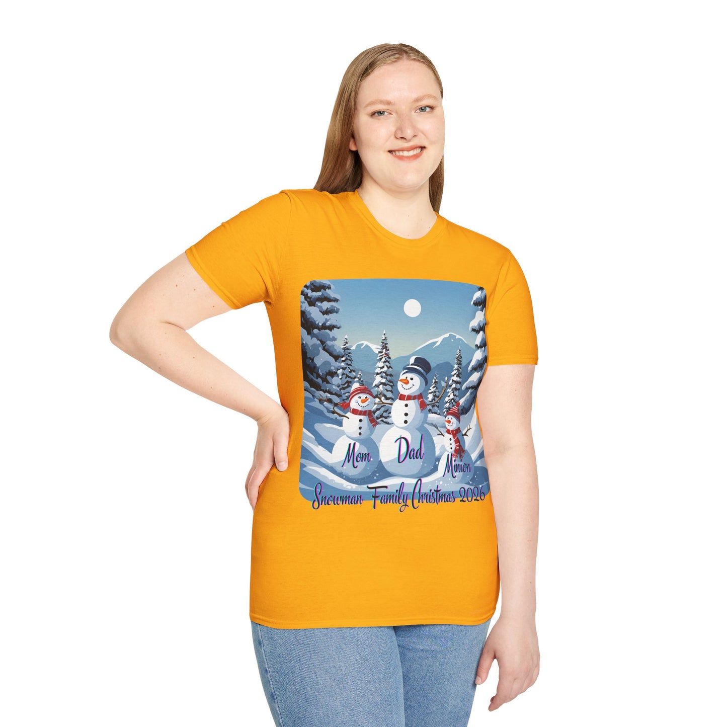 Snowman Family of 3 Light colors Unisex T-Shirt by cypherpunkgear.com