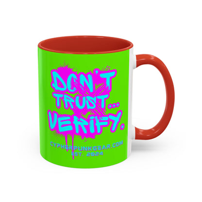Don't Trust...Verify. Green Accent Mug by cypherpunkgear.com