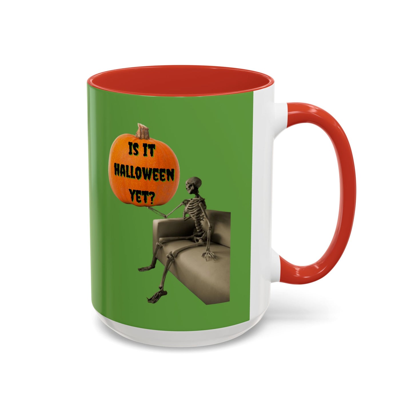 Is it Halloween yet? Skeleton's Pumpkin Accent Mug by CreepyCrafts.boo
