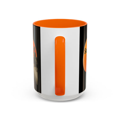 Is It Samhain Yet? Skeleton's Giant Pumpkin Black Accent Mug by CreepyCrafts.boo