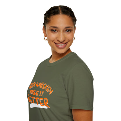 Irish Whiskey makes it better OGfont DKcolors Unisex T-Shirt by cypherpunkgear.com