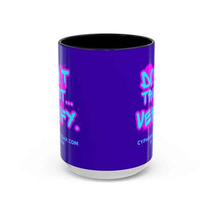 Don't Trust...Verify. Dark Purple Accent Mug by cypherpunkgear.com