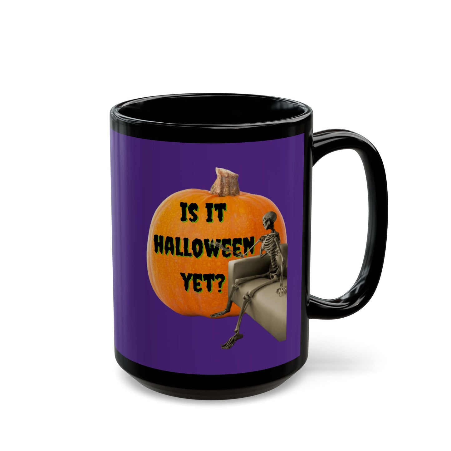 Is it Halloween yet? Skeleton's Giant Pumpkin Purple Mug by CreepyCrafts.boo