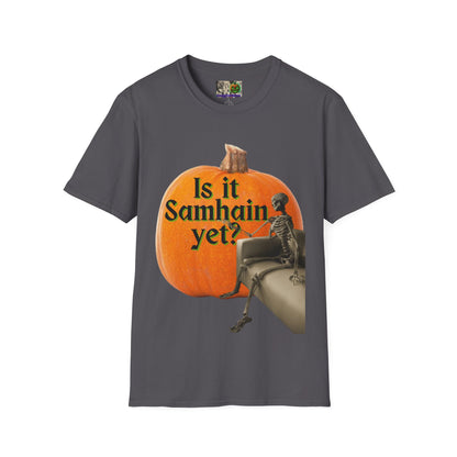 Is It Samhain Yet? Skeleton's Giant Pumpkin Dark colors Unisex T-Shirt by CreepyCrafts.boo