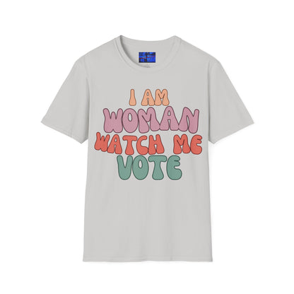 I Am Woman Watch Me Vote LTcolors Unisex T-Shirt by cypherpunkgear.com