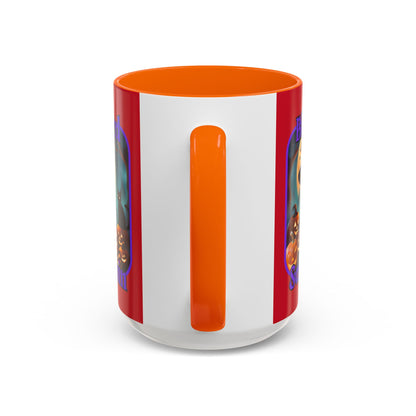 Blessed Samhain Cute Witch Purple font Red Accent Mug by CreepyCrafts.boo