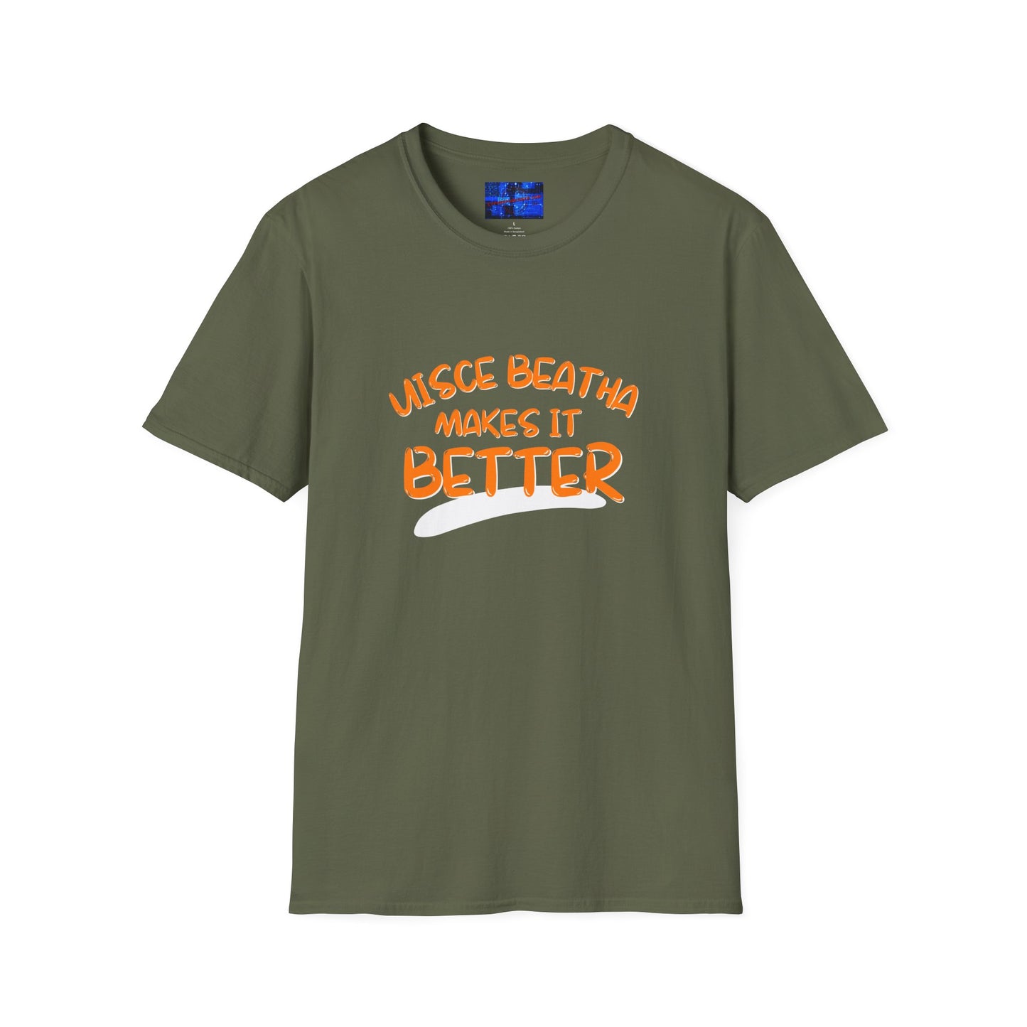 Uisce Beatha makes it better Orange font Dark colors Unisex T-Shirt by cypherpunkgear.com