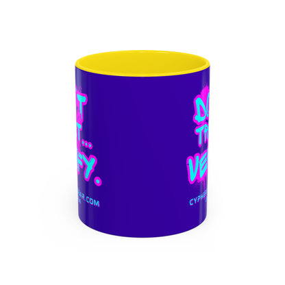 Don't Trust...Verify. Dark Purple Accent Mug by cypherpunkgear.com