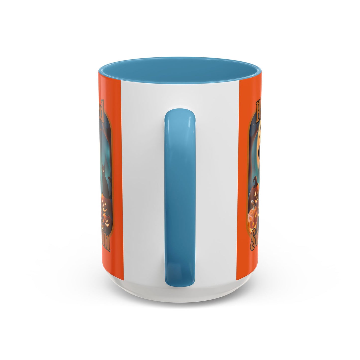 Blessed Samhain Cute Witch Orange font Orange Accent Mug by CreepyCrafts.boo