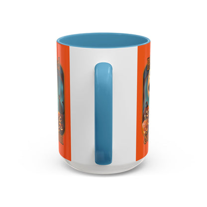 Blessed Samhain Cute Witch Orange font Orange Accent Mug by CreepyCrafts.boo