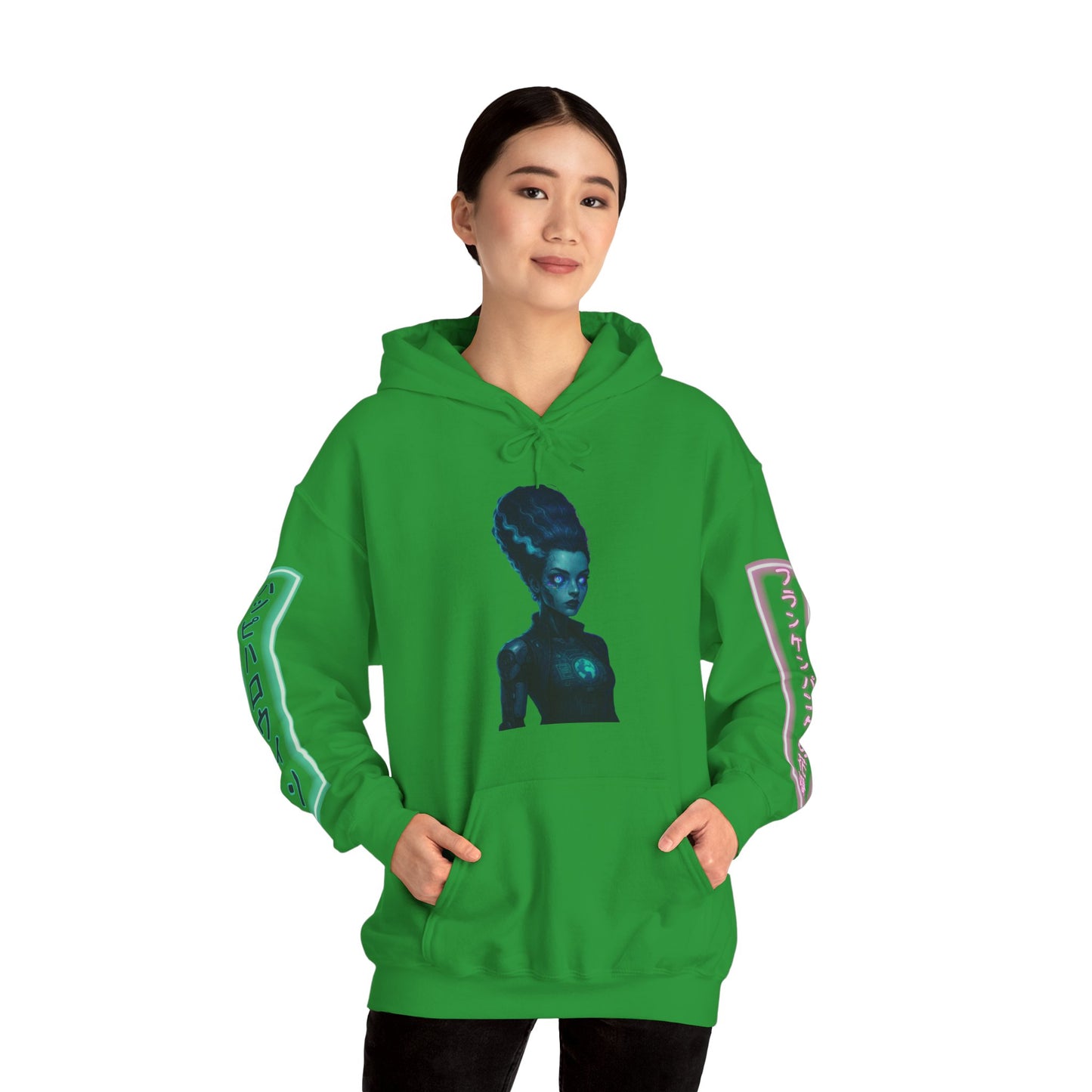 Neon Bride of Frankenstein Hoodie Unisex Hooded Sweatshirt by CreepyCrafts.boo