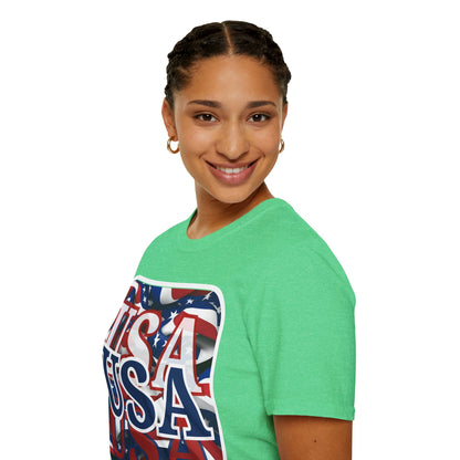 Red White and BLUE USA Patriot Dark colors Unisex T-Shirt by cypherpunkgear.com