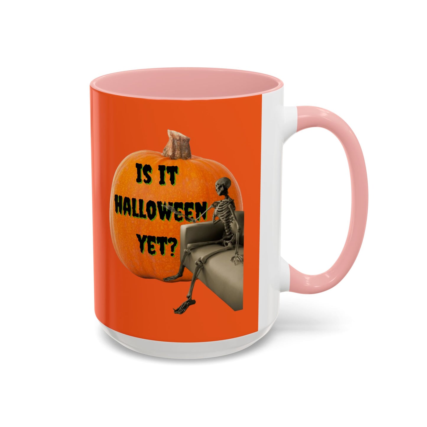 Is it Halloween yet? Skeleton's Giant Pumpkin Orange Accent Mug by CreepyCrafts.boo