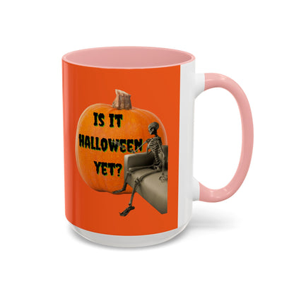 Is it Halloween yet? Skeleton's Giant Pumpkin Orange Accent Mug by CreepyCrafts.boo