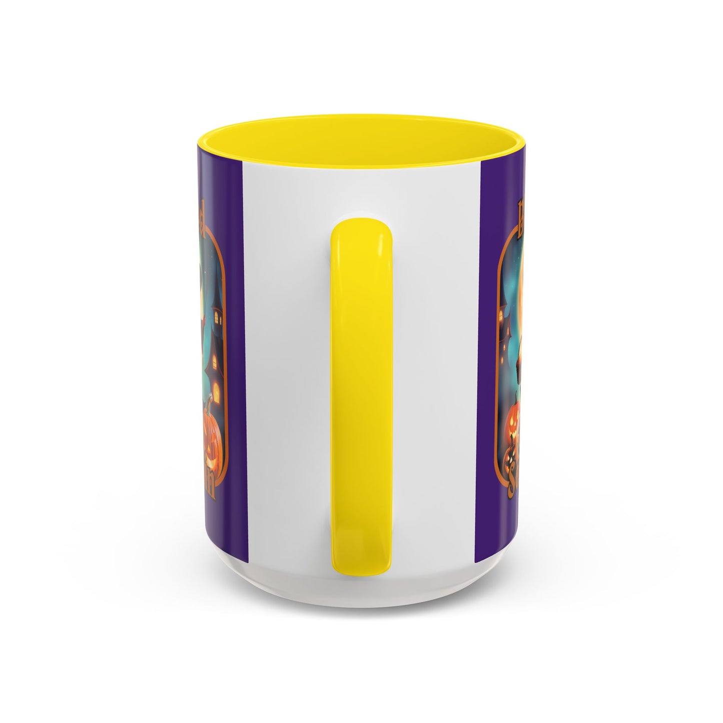 Blessed Samhain Little Witch Orange font Purple Accent Mug by CreepyCrafts.boo