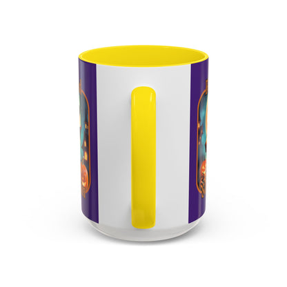 Blessed Samhain Little Witch Orange font Purple Accent Mug by CreepyCrafts.boo