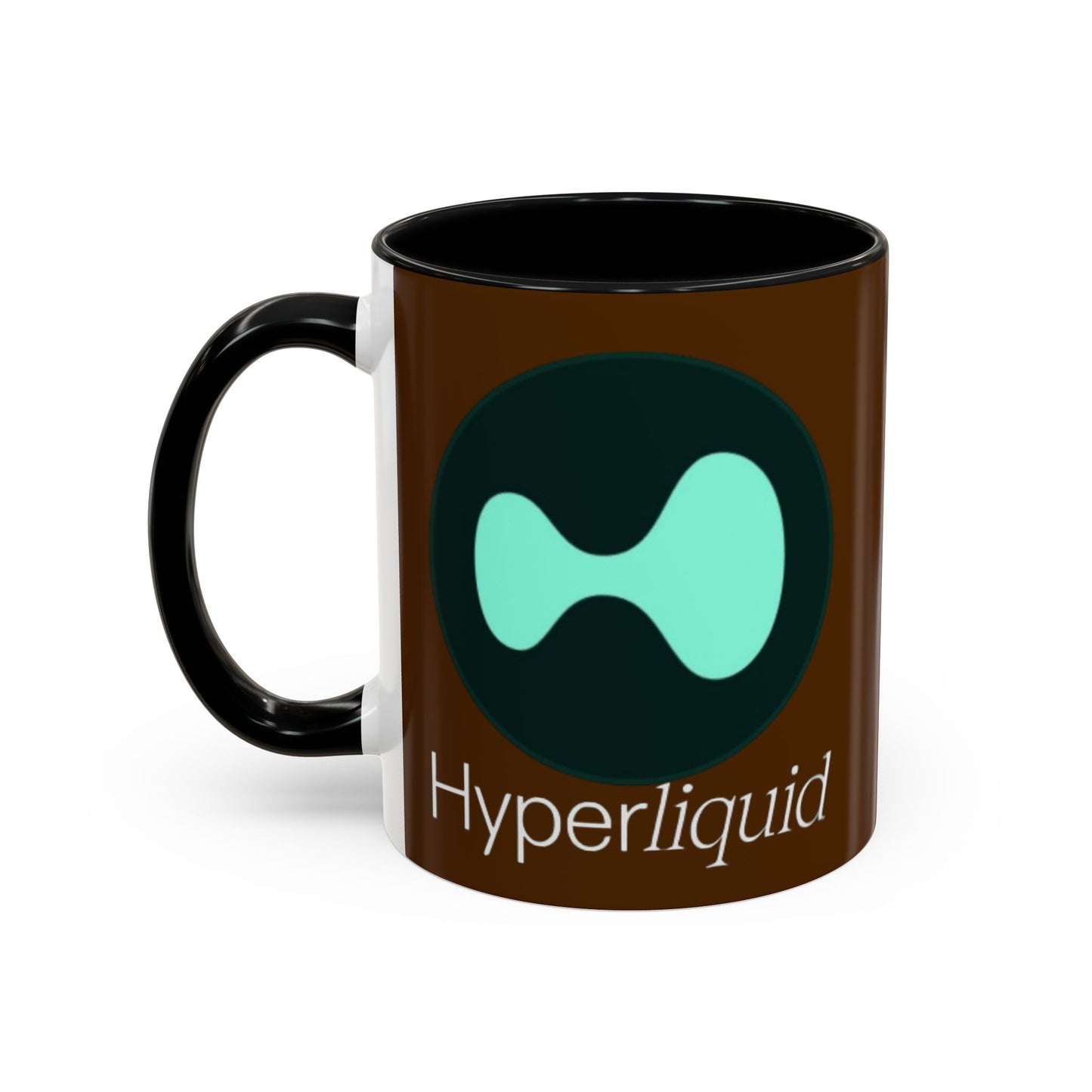 Hyperliquid White font Brown Accent Mug by cypherpunkgear.com