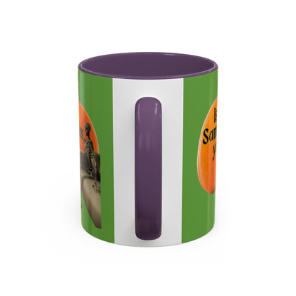Is It Samhain Yet? Skeleton's Giant Pumpkin Green Accent Mug by CreepyCrafts.boo