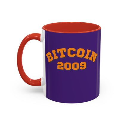 Bitcoin 2009 Dark Purple Accent Mug by cypherpunkgear.com