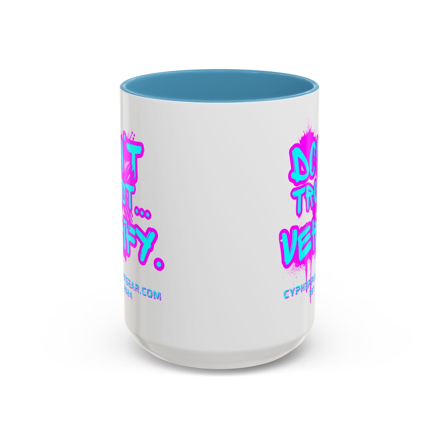 Don't Trust...Verify. White Accent Mug by cypherpunkgear.com